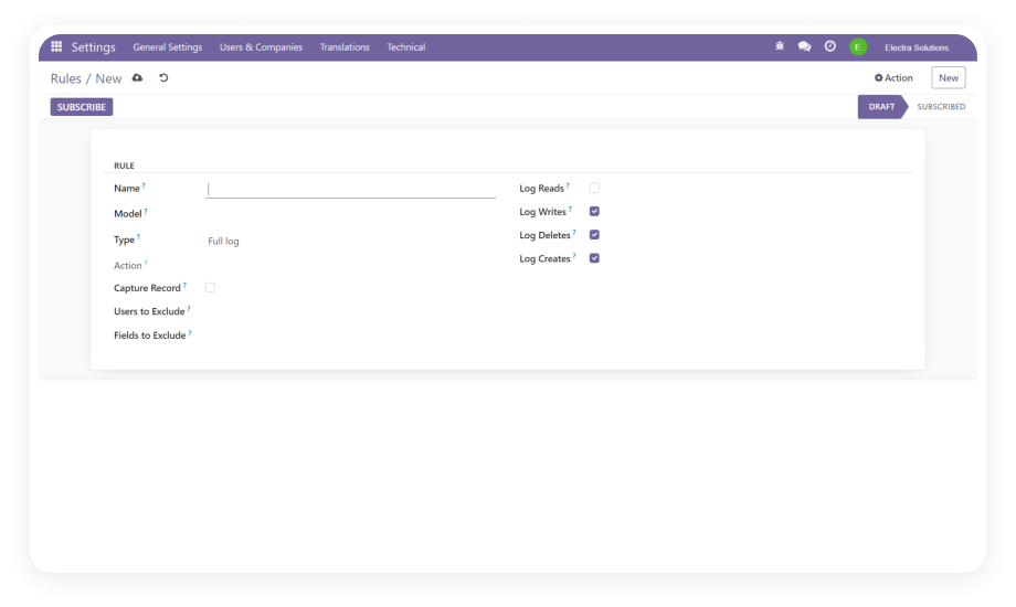 Advanced Audit Log for Odoo — CRUD Tracking Dashboard