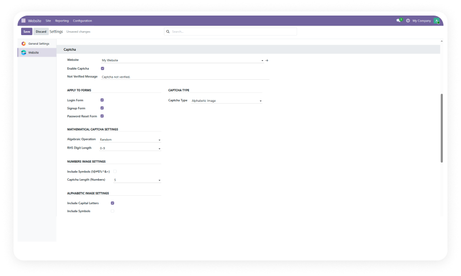 Captcha for Odoo