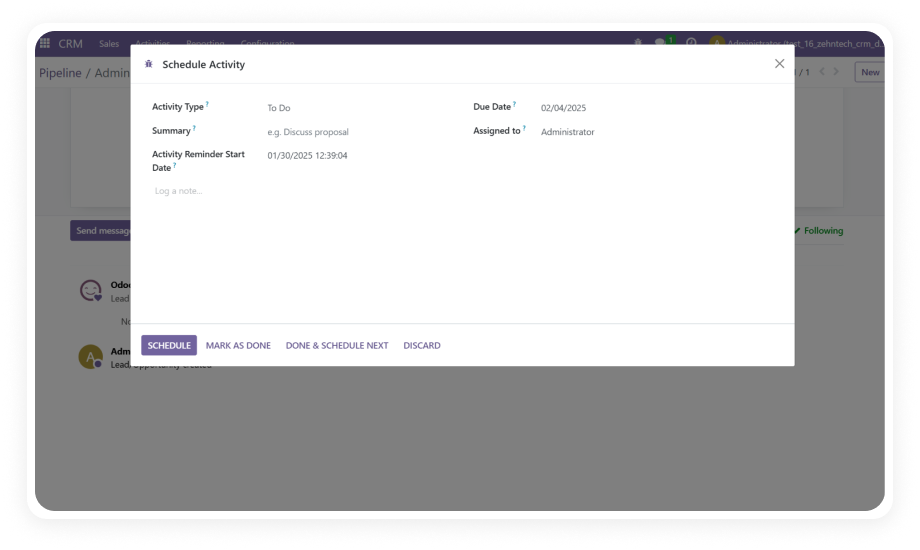 CRM Daily Activity Reminder