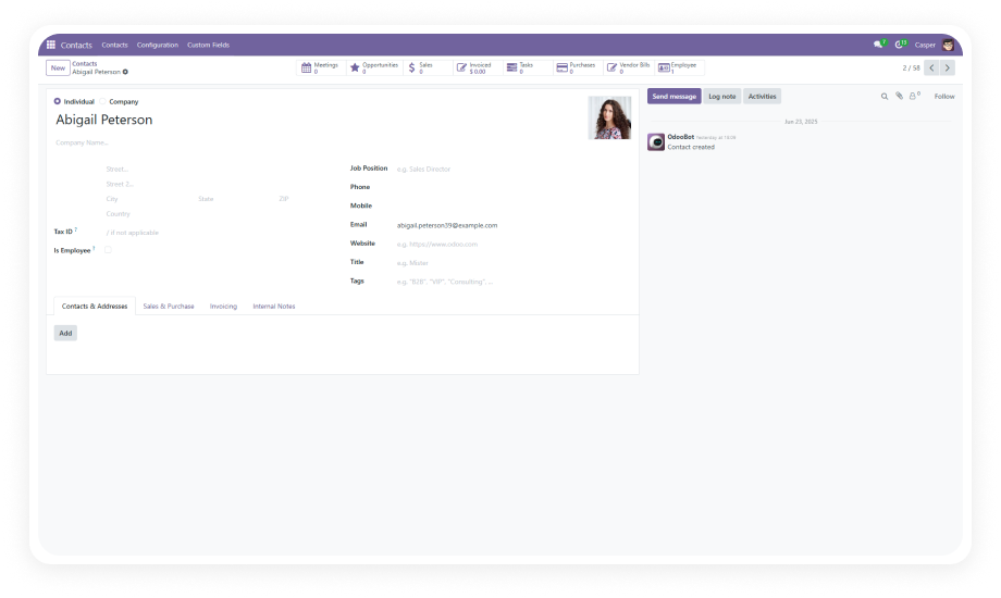 Custom Fields for Contact