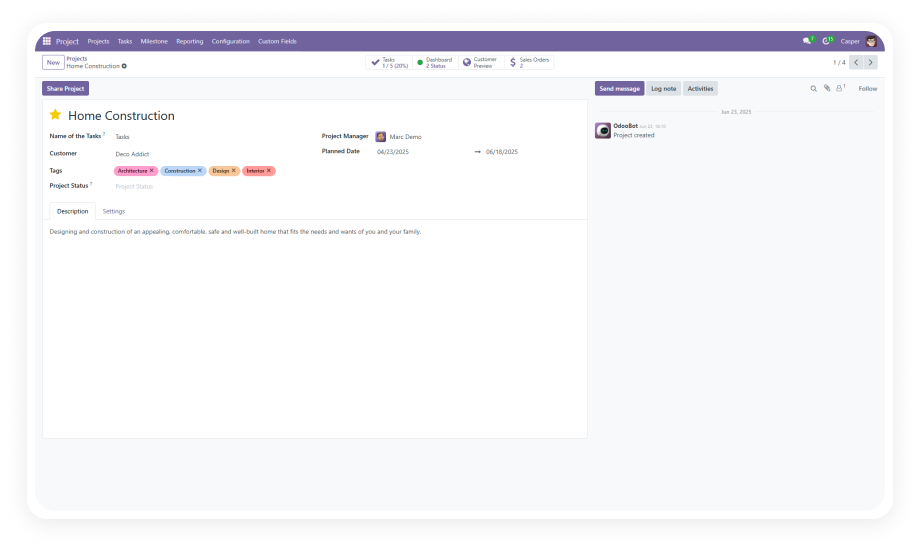 Custom Fields for Project Form