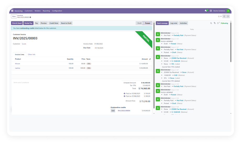 Partial Payment Reconciliation
