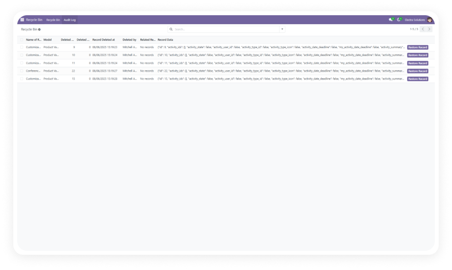 Recycle Bin for Odoo