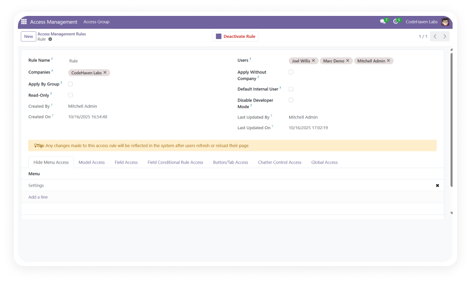 Simplify Access Management for Odoo