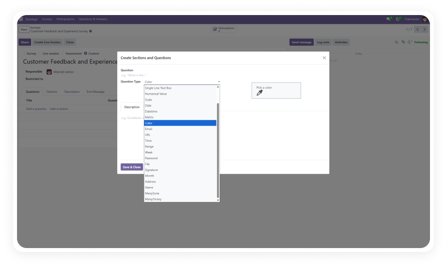 Survey Extra Fields — 14 advanced question types for Odoo Surveys