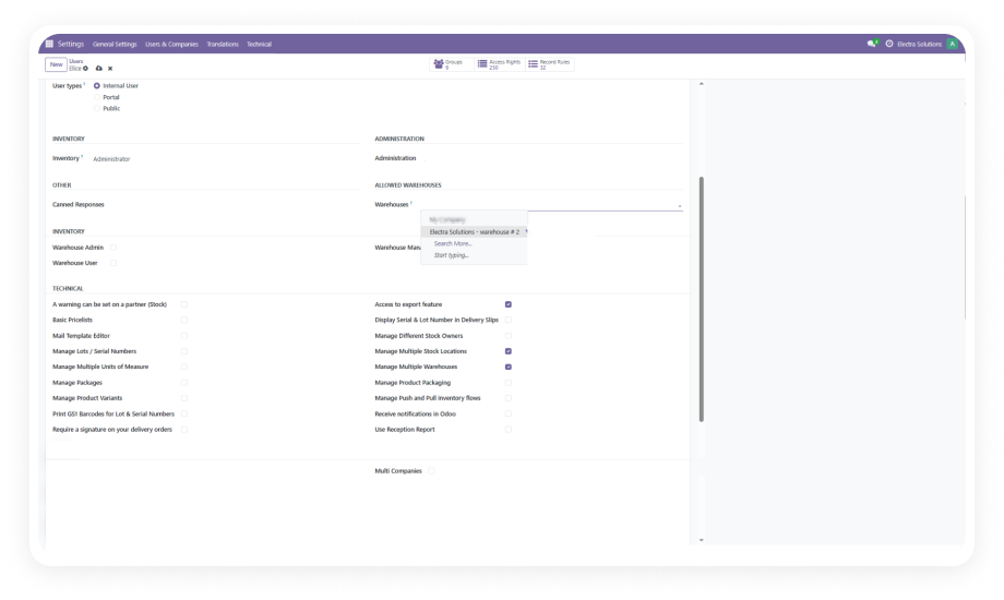 User Warehouse Restriction — Role-based warehouse access control in Odoo