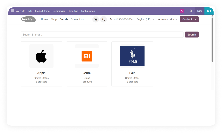 Website Product Brand